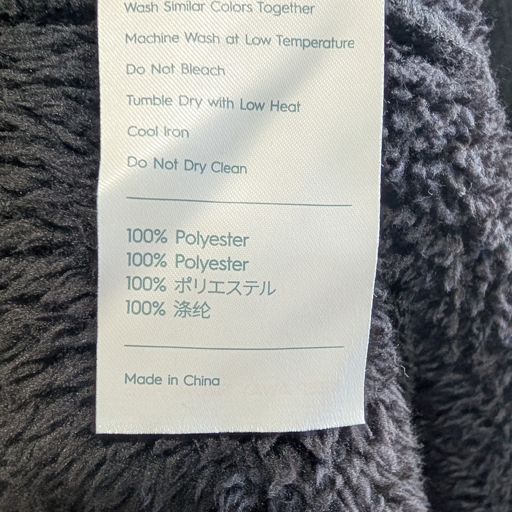 Men's Black Plush Robe with Gray Shawl Collar - Picture 7 of 7